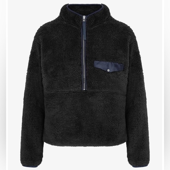 Anine Bing Sierra Black Sherpa Half-Zip Pullover Small Sold Out Cozy Streetwear - Picture 4 of 16